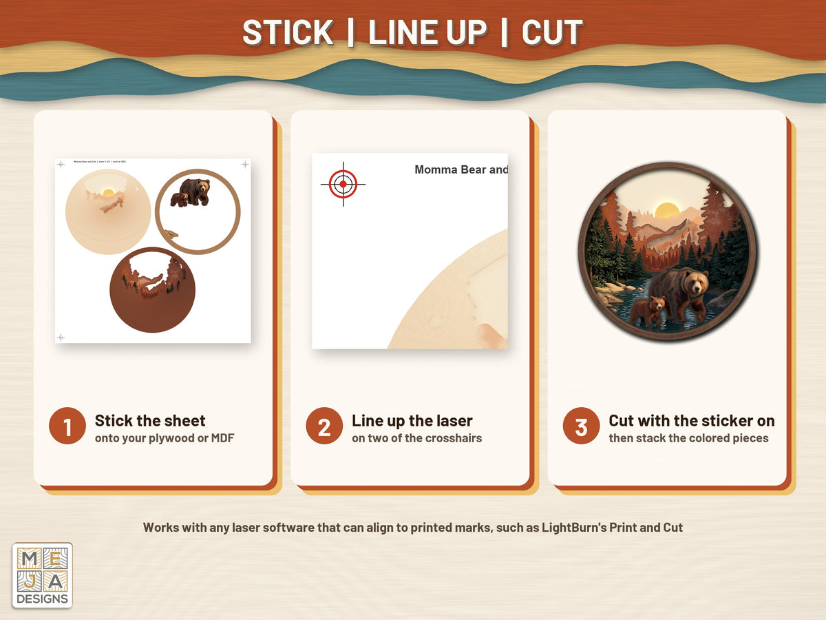 Momma Bear and Cub sticker pack: how it works, step by step