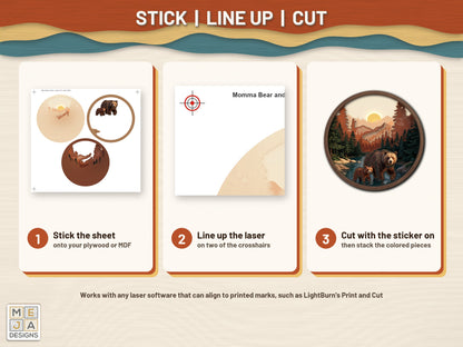 Momma Bear and Cub sticker pack: how it works, step by step