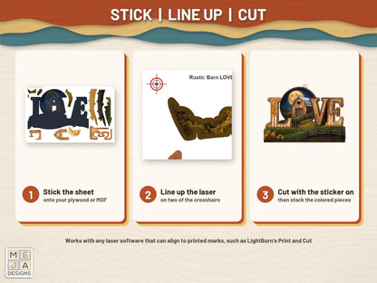 Rustic Barn LOVE Sign sticker pack: how it works, step by step