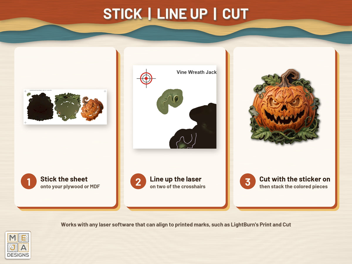 Vine Wreath Jack-O'-Lantern Magnet sticker pack: how it works, step by step