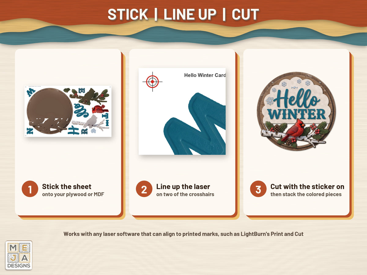 Hello Winter Cardinal Sign sticker pack: how it works, step by step