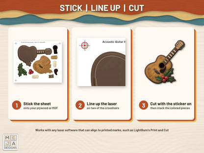 Acoustic Guitar Holly Ornament sticker pack: how it works, step by step