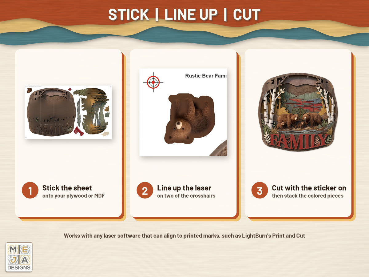Rustic Bear Family Sign sticker pack: how it works, step by step