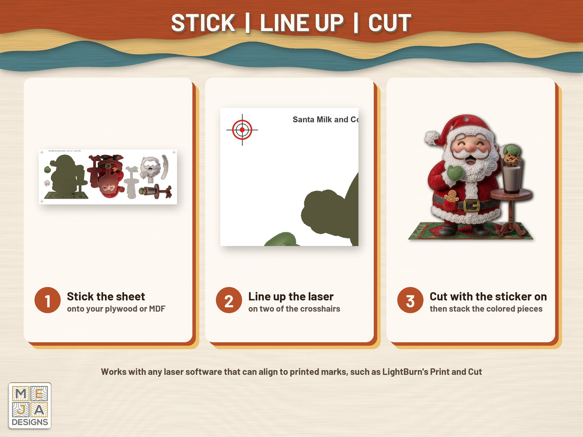 Santa Milk and Cookie Ornament sticker pack: how it works, step by step