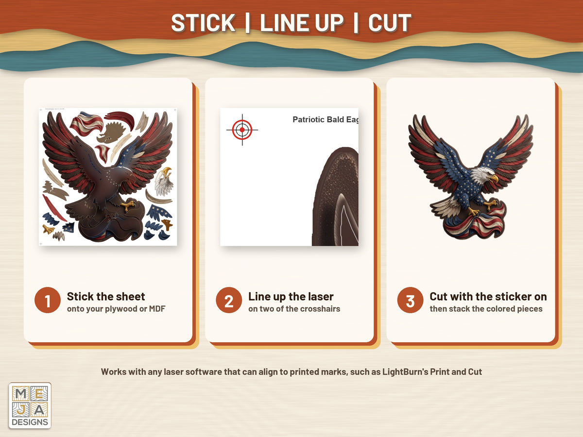 Patriotic Bald Eagle Sign sticker pack: how it works, step by step