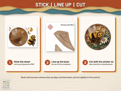 Honeycomb Bee Hanger sticker pack: how it works, step by step