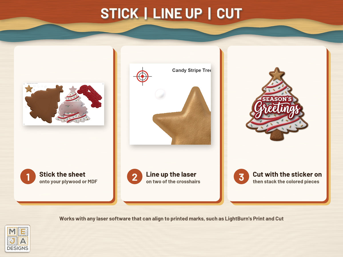 Candy Stripe Tree Sign sticker pack: how it works, step by step