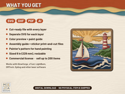 Lighthouse Bay Sailboat laser cut file: what the download holds