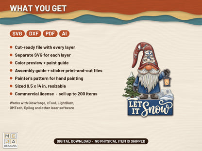 Let It Snow Gnome laser cut file: what the download holds