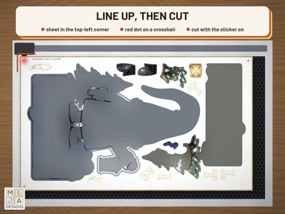 Let It Snow Gnome sticker pack: the stickered board on a laser bed
