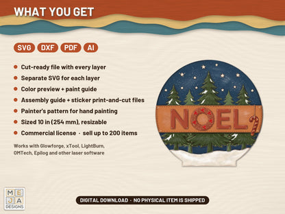 Pine Forest Noel Sign laser cut file: what the download holds