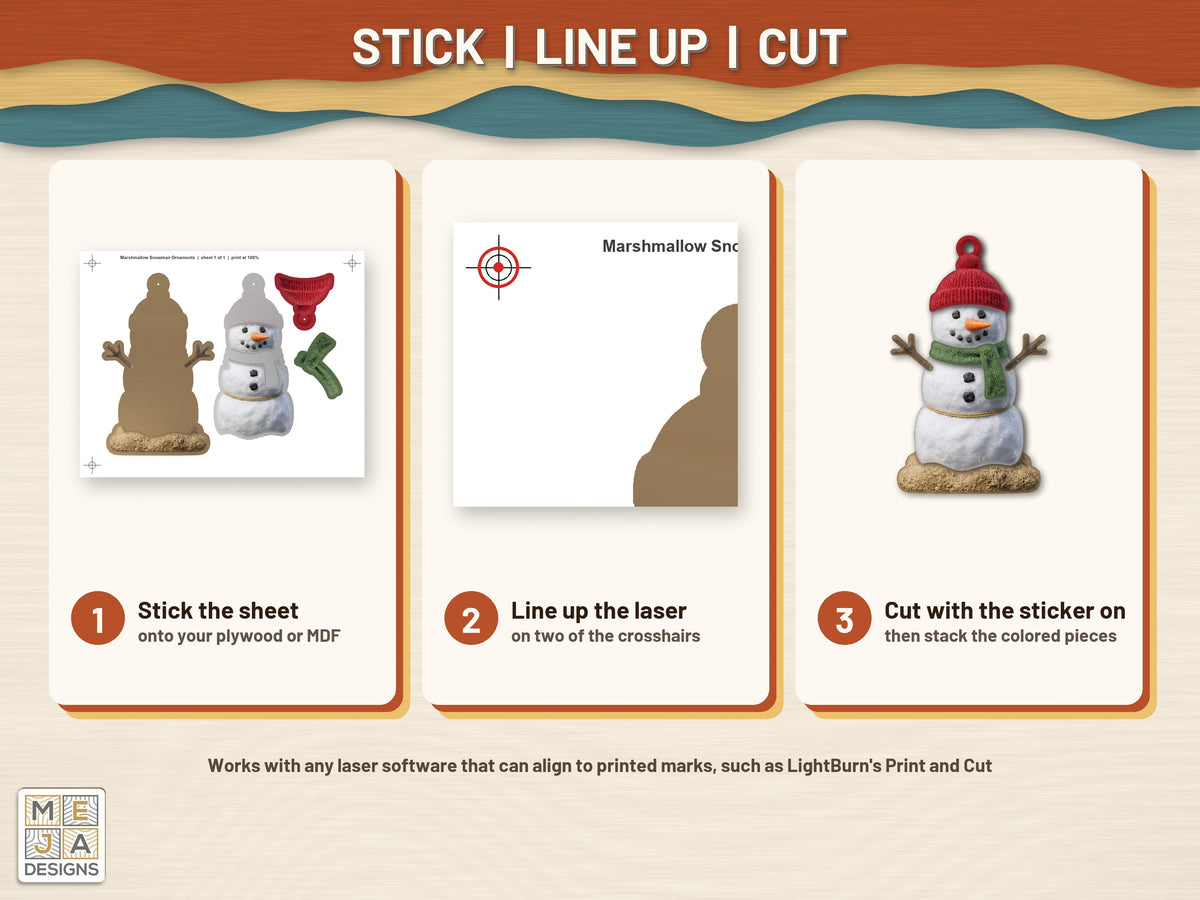 Marshmallow Snowman Ornament Set sticker pack: how it works, step by step