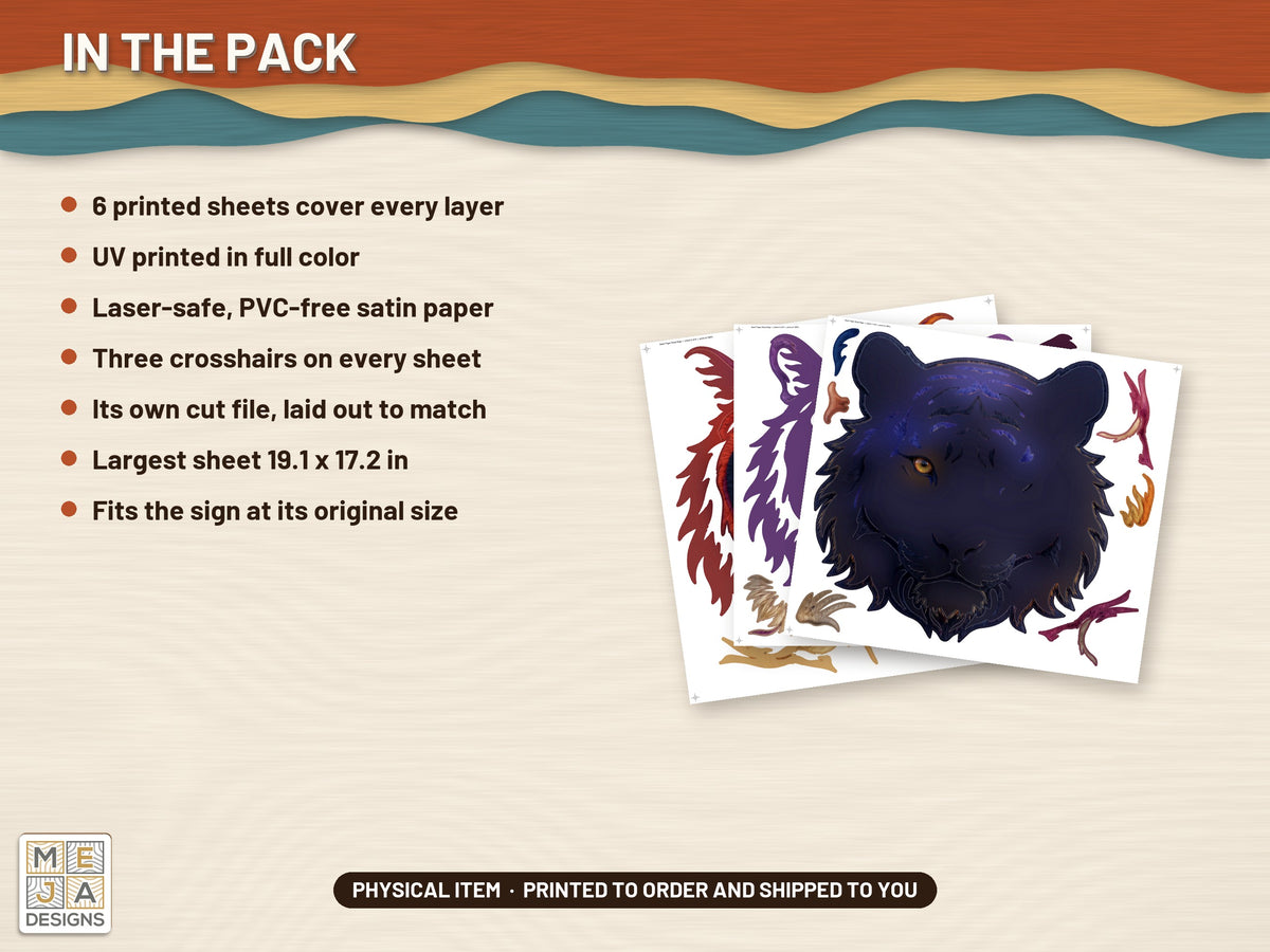 Swirl Tiger Head Sign sticker pack: what is in the pack