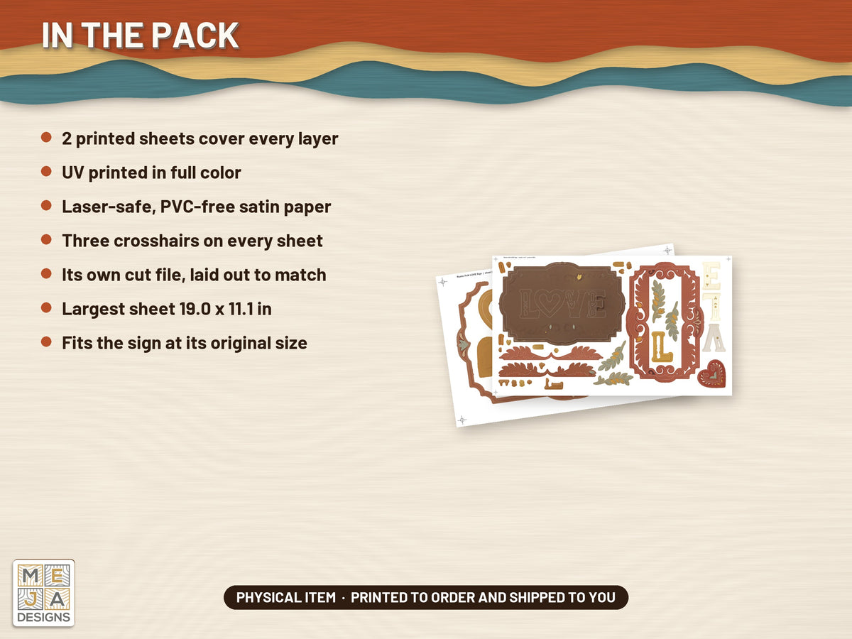 Rustic Folk LOVE Sign sticker pack: what is in the pack