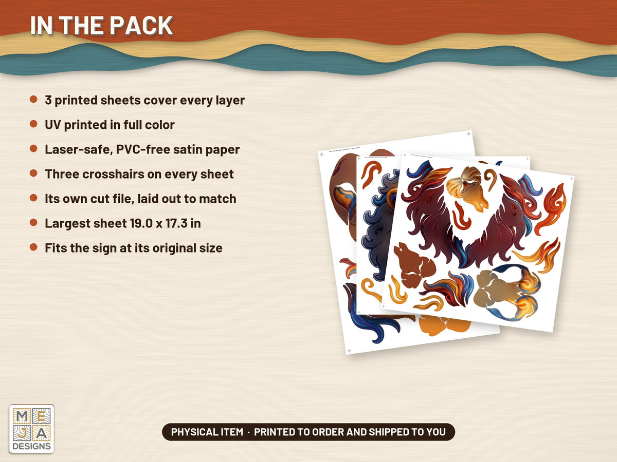 Swirl Lion Head Sign sticker pack: what is in the pack