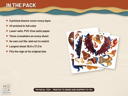 Swirl Lion Head Sign sticker pack: what is in the pack