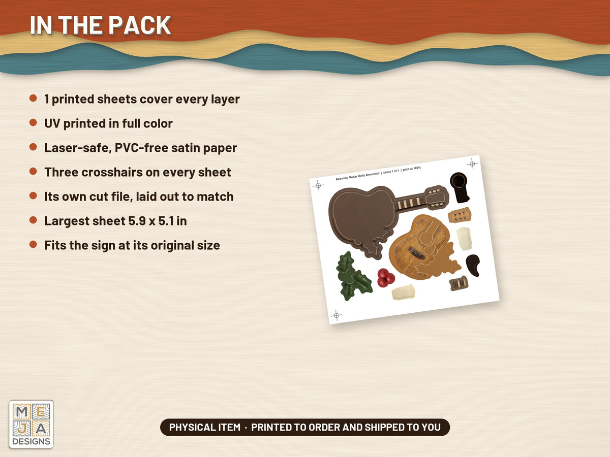 Acoustic Guitar Holly Ornament sticker pack: what is in the pack