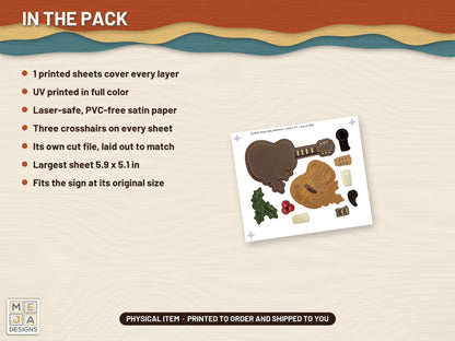 Acoustic Guitar Holly Ornament sticker pack: what is in the pack