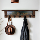 Big Sur & Bixie Bridge Summers Day | Rustic Wall Coat Rack with Decorative Shelf | Entryway Organizer with Black Hooks | Handcrafted Wood Coat Hanger | Farmhouse Hallway Storage