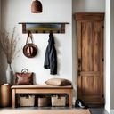 Death Valley Super Bloom | Rustic Wall Coat Rack with Decorative Shelf | Entryway Organizer with Black Hooks | Handcrafted Wood Coat Hanger | Farmhouse Hallway Storage (Copy) (Copy)