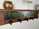 Rocky Mountains Summertime | Rustic Wall Coat Rack with Decorative Shelf | Entryway Organizer with Black Hooks | Handcrafted Wood Coat Hanger | Farmhouse Hallway Storage
