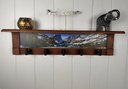 Rocky Mountains Wintertime | Rustic Wall Coat Rack with Decorative Shelf | Entryway Organizer with Black Hooks | Handcrafted Wood Coat Hanger | Farmhouse Hallway Storage