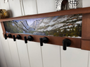 Rocky Mountains Wintertime | Rustic Wall Coat Rack with Decorative Shelf | Entryway Organizer with Black Hooks | Handcrafted Wood Coat Hanger | Farmhouse Hallway Storage