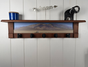 Death Valley Sailing Stones | Rustic Wall Coat Rack with Decorative Shelf | Entryway Organizer with Black Hooks | Handcrafted Wood Coat Hanger | Farmhouse Hallway Storage