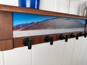 Death Valley Cracked Earth | Rustic Wall Coat Rack with Decorative Shelf | Entryway Organizer with Black Hooks | Handcrafted Wood Coat Hanger | Farmhouse Hallway Storage