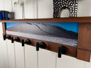 Death Valley Cracked Earth | Rustic Wall Coat Rack with Decorative Shelf | Entryway Organizer with Black Hooks | Handcrafted Wood Coat Hanger | Farmhouse Hallway Storage