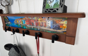 Seaside Village Harbor | Rustic Wall Coat Rack with Decorative Shelf | Entryway Organizer with Black Hooks | Handcrafted Wood Coat Hanger | Farmhouse Hallway Storage