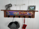 Harbor Lights at Dusk | Rustic Wall Coat Rack with Decorative Shelf | Entryway Organizer with Black Hooks | Handcrafted Wood Coat Hanger | Farmhouse Hallway Storage