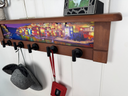 Harbor Lights at Dusk | Rustic Wall Coat Rack with Decorative Shelf | Entryway Organizer with Black Hooks | Handcrafted Wood Coat Hanger | Farmhouse Hallway Storage