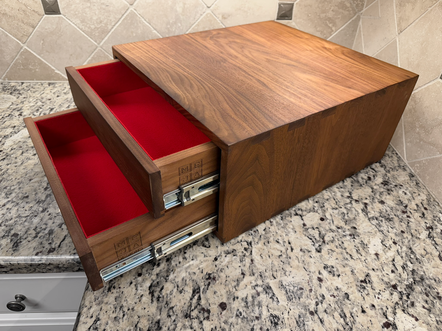 Drawer Unit | Black Walnut, Half Blind Dovetail, 5/8" Sides, 1/4" Birch Ply Bottom, Clear Coated, Inset Drawer Front