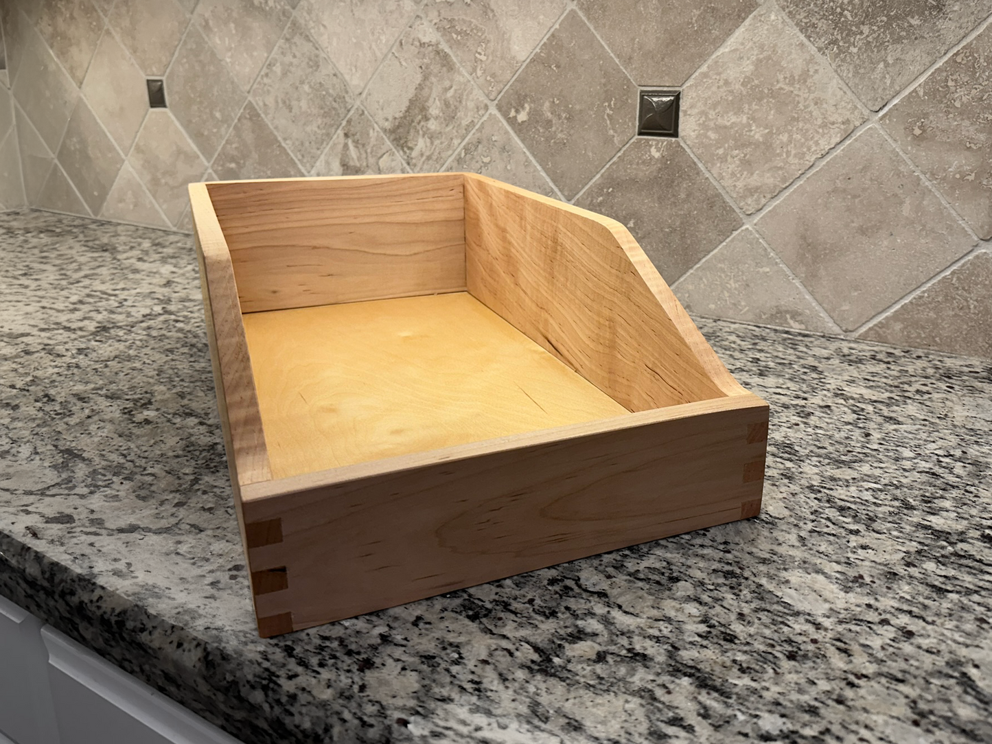 Drawer | Maple, Box Joints, 5/8" Sides, 1/4" Birch Ply Bottom, Clear Coated, Scooped Front