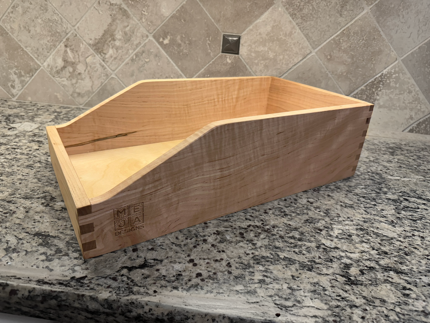 Drawer | Maple, Box Joints, 5/8" Sides, 1/4" Birch Ply Bottom, Clear Coated, Scooped Front