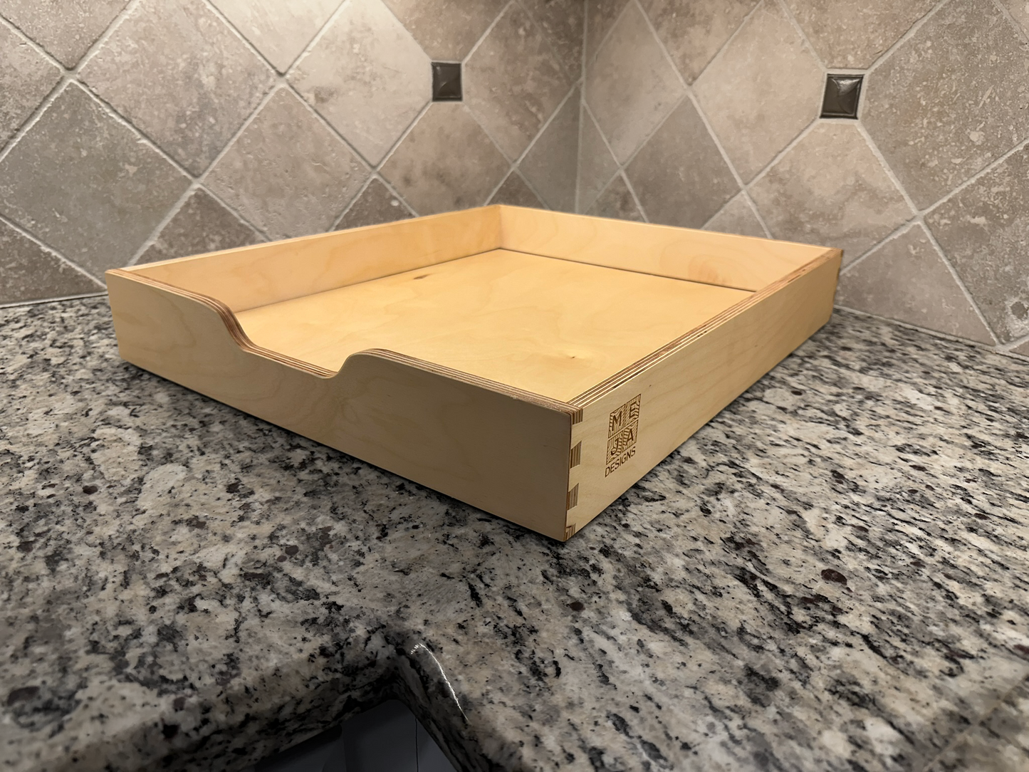 Drawer | Baltic Birch Plywood, Half Blind Dovetail, 1/2" Sides, 1/4" Birch Ply Bottom, Clear Coated, Pull Cut out, Hardware Notches