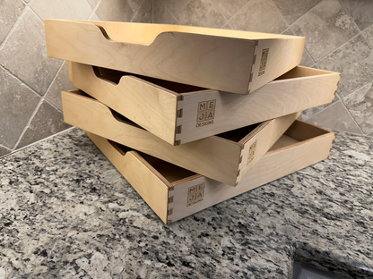 Drawer | Baltic Birch Plywood, Half Blind Dovetail, 1/2" Sides, 1/4" Birch Ply Bottom, Clear Coated, Pull Cut out
