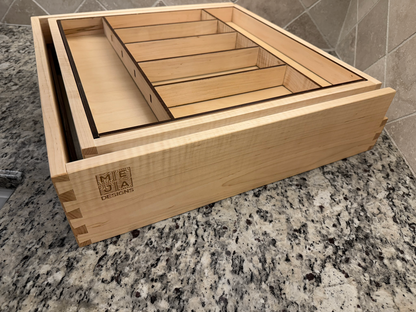 Drawer | Maple, Half Blind Dovetails, 5/8" Sides, 1/4" Birch Ply Bottom, Clear Coated, Double Drawer, Insert Dividers
