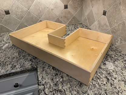 Drawer | Baltic Birch Plywood - Half Blind Dovetails - 1/2" Sides - 1/4" Birch Ply Bottom - Clear Coated - Plumbing Notch