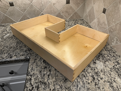 Drawer | Baltic Birch Plywood - Half Blind Dovetails - 1/2" Sides - 1/4" Birch Ply Bottom - Clear Coated - Plumbing Notch