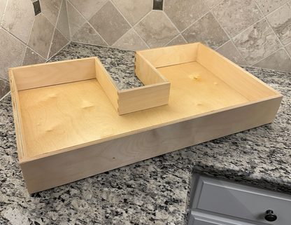 Drawer | Baltic Birch Plywood - Half Blind Dovetails - 1/2" Sides - 1/4" Birch Ply Bottom - Clear Coated - Plumbing Notch
