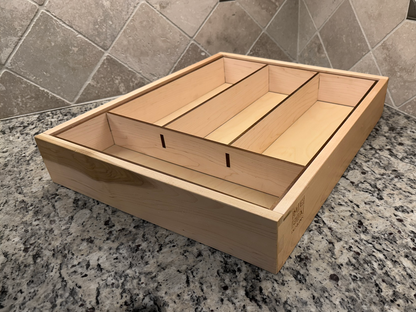 Drawer | Maple, Half Blind Dovetail, 5/8" Sides, 1/4" Birch Ply Bottom, Clear Coated, Insert Dividers