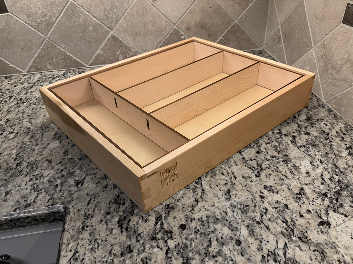 Drawer | Maple, Half Blind Dovetail, 5/8" Sides, 1/4" Birch Ply Bottom, Clear Coated, Insert Dividers