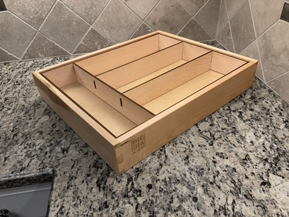 Drawer | Maple, Half Blind Dovetail, 5/8" Sides, 1/4" Birch Ply Bottom, Clear Coated, Insert Dividers