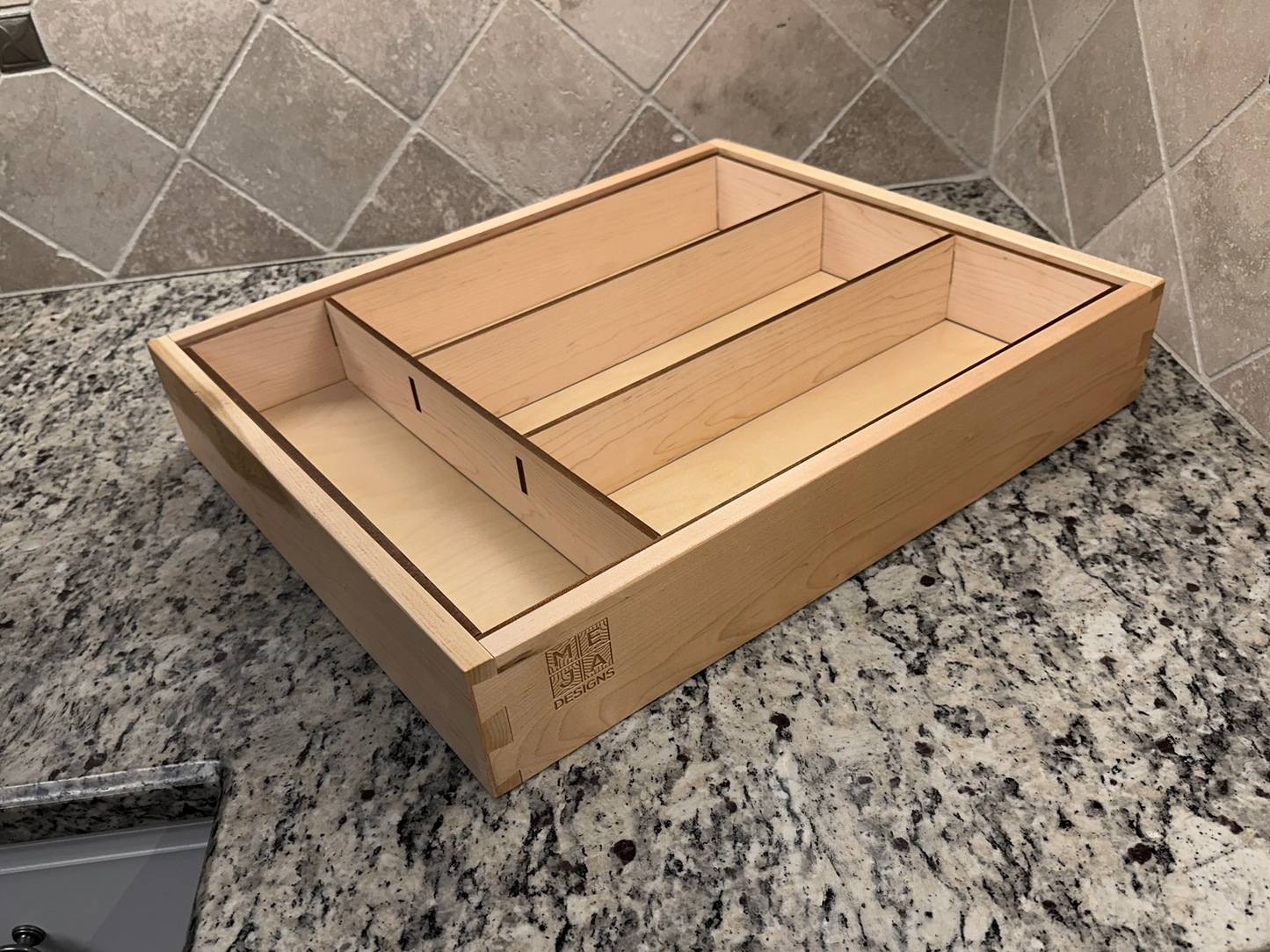 Drawer | Maple, Half Blind Dovetail, 5/8" Sides, 1/4" Birch Ply Bottom, Clear Coated, Insert Dividers