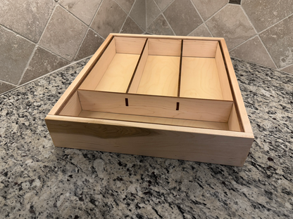 Drawer | Maple, Half Blind Dovetail, 5/8" Sides, 1/4" Birch Ply Bottom, Clear Coated, Insert Dividers