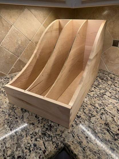 Drawer | Maple, Half Blind Dovetail, 5/8" Sides, 1/4" Birch Ply Bottom, Clear Coated, Scooped Front, Front to Back Dividers