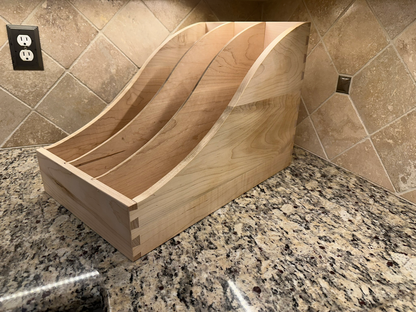 Drawer | Maple, Half Blind Dovetail, 5/8" Sides, 1/4" Birch Ply Bottom, Clear Coated, Scooped Front, Front to Back Dividers