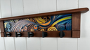 Abstract Wave | Rustic Wall Coat Rack with Decorative Shelf | Entryway Organizer with Black Hooks | Handcrafted Wood Coat Hanger | Farmhouse Hallway Storage